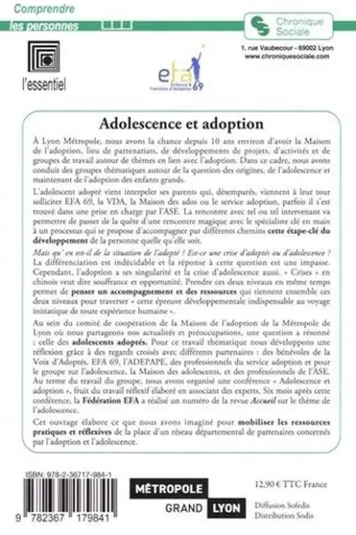 Adolescence et adoption. Regards croisés et accompagnement, Myriam Mony