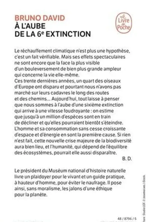 A l'aube de la 6e extinction. Comment habiter la Terre, Bruno David