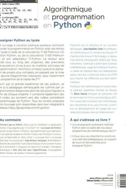 Algorithmique et programmation en Python 2nde, Jean-Baptiste Civet