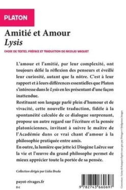 Amitié et Amour. Lysis suivi de Vie de Platon de Diogène Laërce