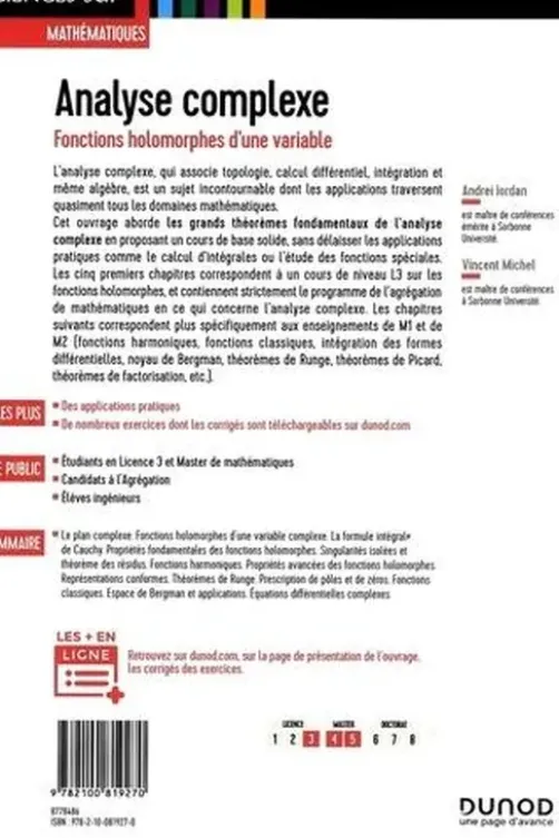 Analyse complexe. Fonctions holomorphes d'une variable, Andréi Iordan