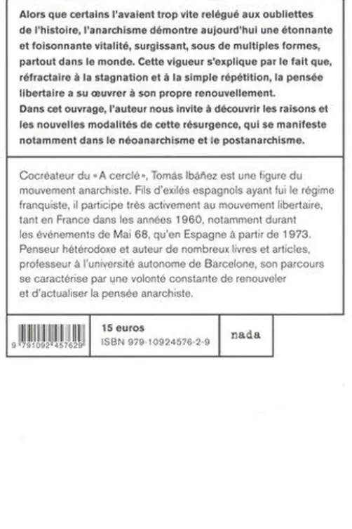 Anarchisme en mouvement. Anarchisme, néo-anarchisme et post-anarchisme, Tomas Ibañez