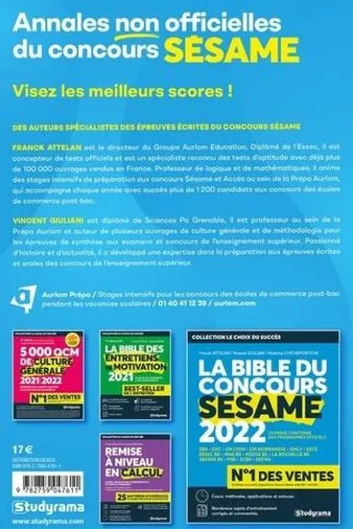 Annales non officielles du concours SESAME, Franck Attelan