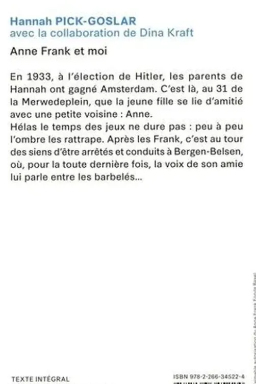 Anne Frank et moi, Hannah Pick-Goslar
