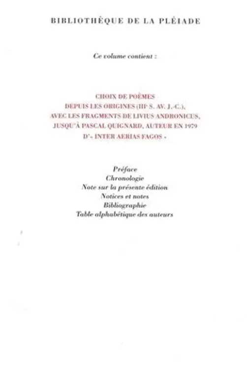 Anthologie bilingue de la poésie latine, Philippe Heuzé