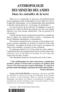 Anthropologie des mineurs des Andes. Dans les entrailles de la terre, Carmen Salazar-Soler