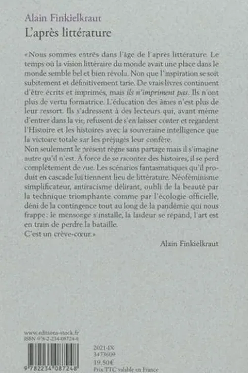 Après la littérature, Alain Finkielkraut