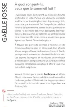A quoi songent-ils, ceux que le sommeil fuit ?, Gaëlle Josse