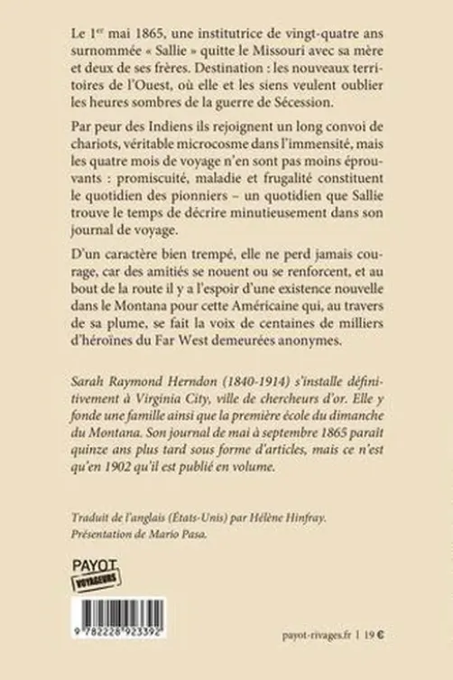 A travers les grandes plaines. Une jeune institutrice à la conquête de l'Ouest, Sarah Raymond Herndon