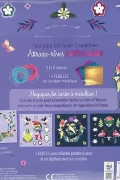 Attrape-rêves à métalliser. Avec 2 fils colorés, 4 cartes et 4 feuilles métalliques, Rebecca Romeo