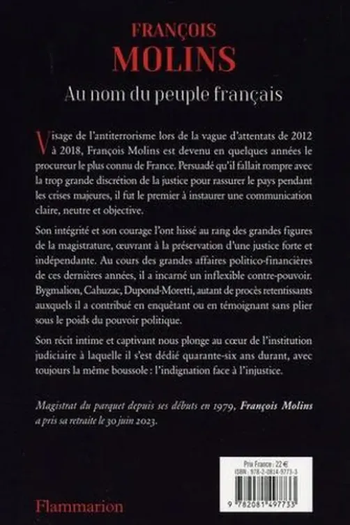 Au nom du peuple français. Mémoires, François Molins