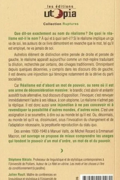 Au nom du réalisme. Usage(s) politique(s) d'un mot d'ordre, Stéphane Bikialo