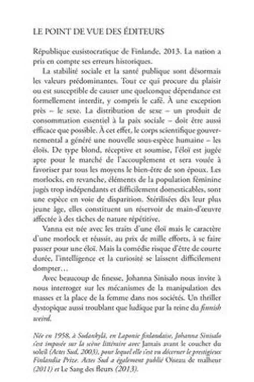 Avec joie et docilité, Johanna Sinisalo