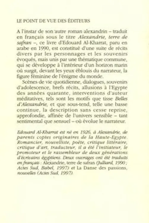 Belles d'Alexandrie, Edouard Al-Kharrat