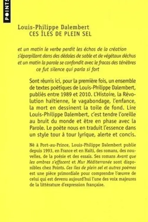 Ces îles de plein sel. Et autres poèmes, Louis-Philippe Dalembert