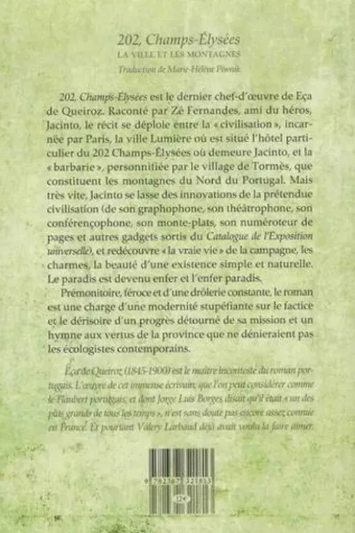 202, Champs-Elysées. La ville et les montagnes, José Maria Eça de Queiroz