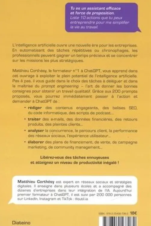 ChatGPT en entreprise. Le guide complet pour maximiser votre productivité, Matthieu Corthesy