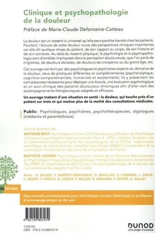 Clinique et psychopathologie de la douleur, Antoine Bioy