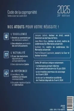 Code de la copropriété. Edition 2025, Jacques Lafond
