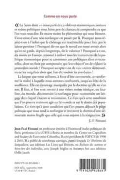 Comme on nous parle. L'emprise de la novlangue sur nos sociétés, Jean-Paul Fitoussi
