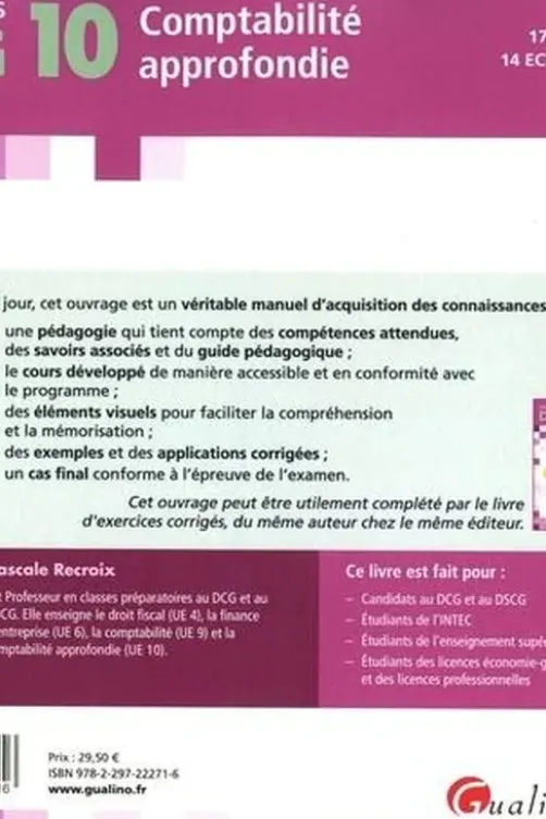 Comptabilité approfondie DCG 10. Edition 2023-2024, Pascale Recroix
