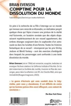 Comptine pour la dissolution du monde, Brian Evenson
