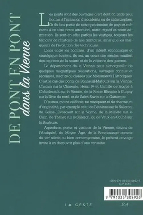 De pont en pont dans la Vienne, Brigitte de Larochelambert