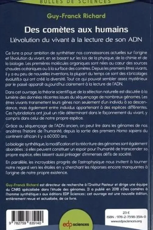 Des comètes aux humains. L'évolution du vivant à la lecture de son ADN, Guy-Franck Richard