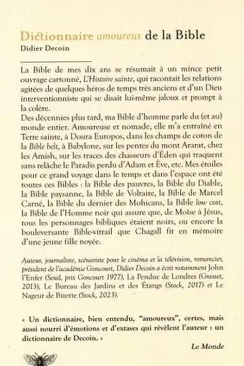 Dictionnaire amoureux de la Bible, Didier Decoin