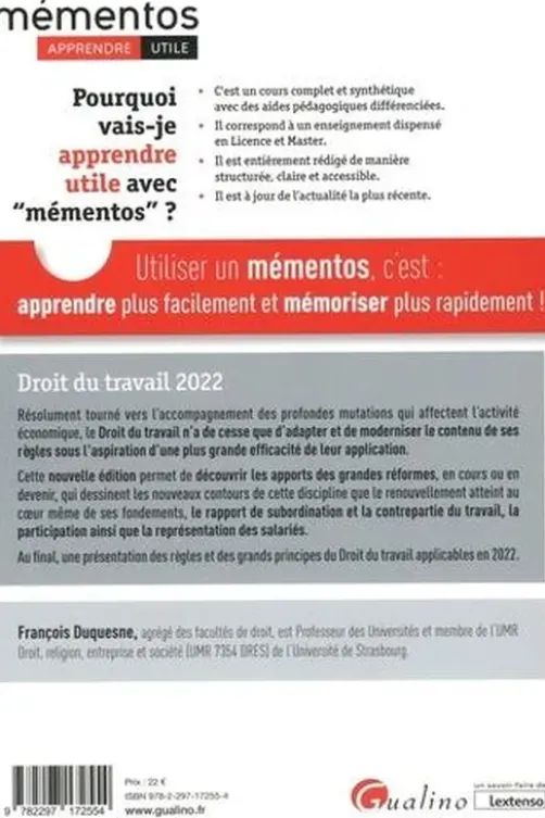 Droit du travail. Edition 2022, François Duquesne
