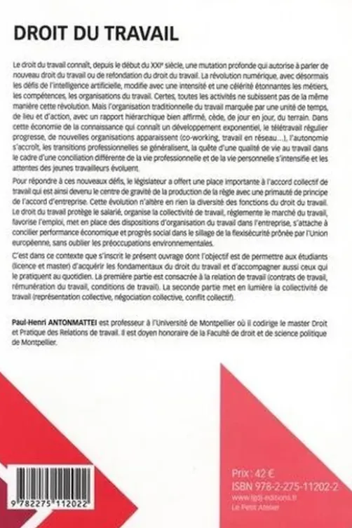 Droit du travail. 2e édition, Paul-Henri Antonmattei