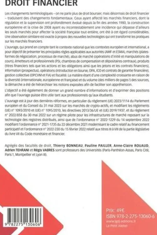 Droit financier. 4e édition, Thierry Bonneau