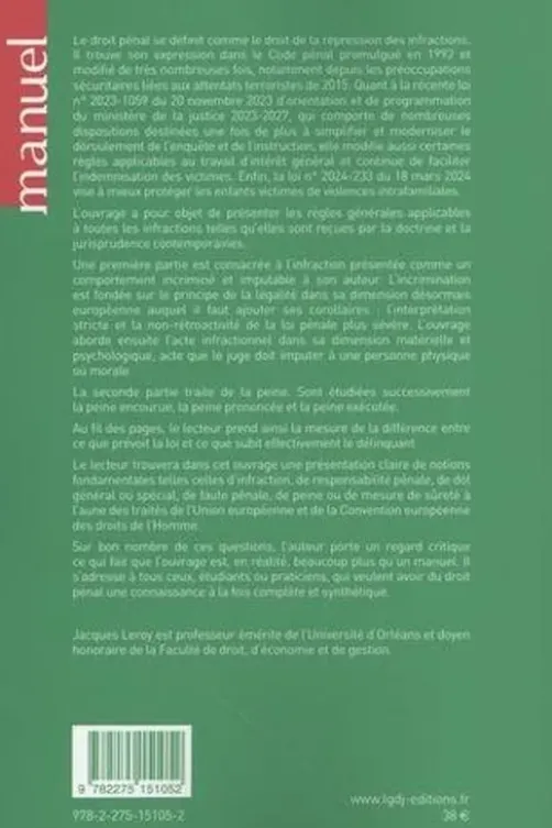 Droit pénal général. 10e édition, Jacques Leroy