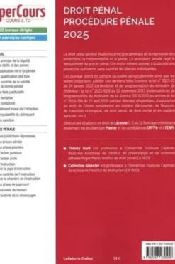 Droit pénal. Procédure pénale, Edition 2025, Thierry Garé
