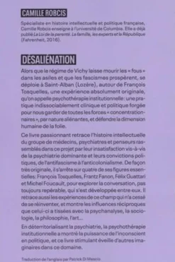 Désaliénation. Politique de la psychiatrie. Tosquelles, Fanon, Guattari, Foucault, Camille Robcis