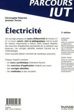 Electricité. L'essentiel du cours ; Exercices corrigés, 2e édition, Christophe Palermo