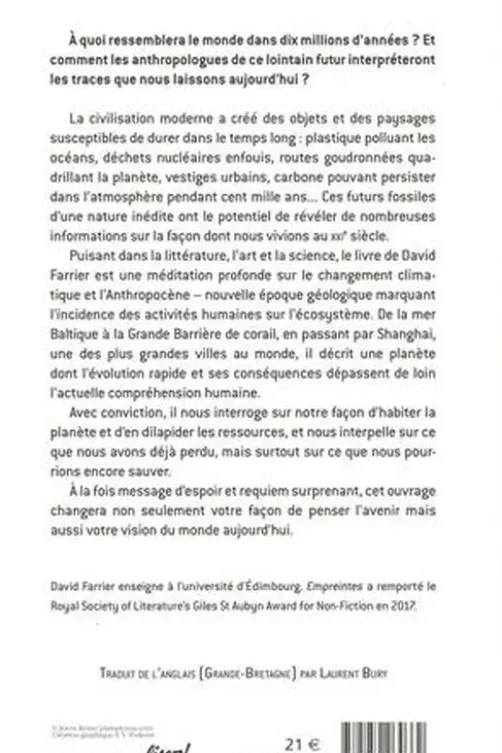 Empreintes. A la recherche des fossiles du futur, David Farrier