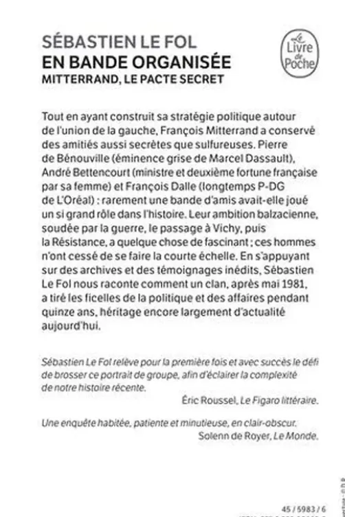 En bande organisée. Mitterrand, le pacte secret, Sébastien Le Fol