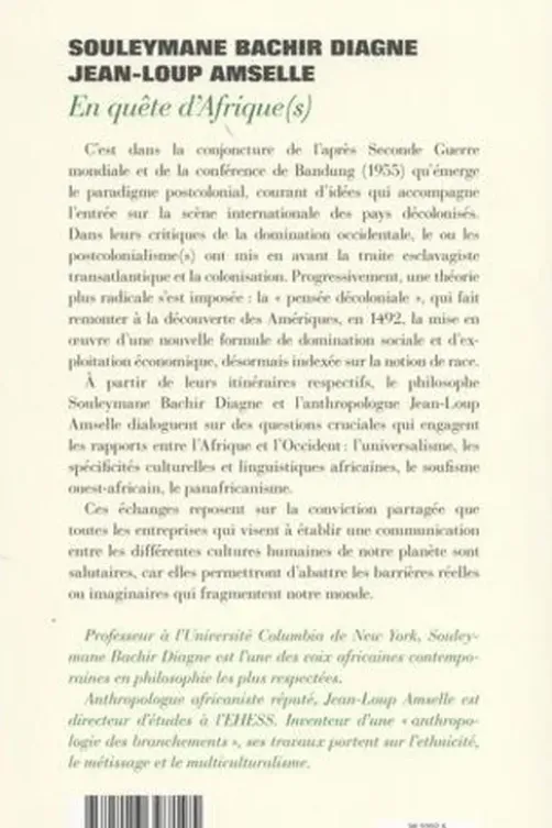 En quête d'Afrique(s). Universalisme et pensée décoloniale, Souleymane Bachir Diagne