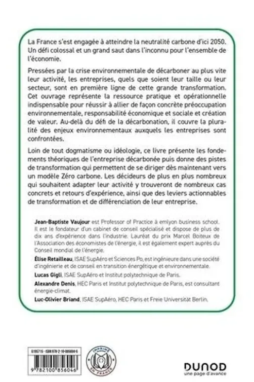 Entreprise : Objectif zéro carbone. Les clés d'une décarbonation efficace et créatrice de valeur, Jean-Baptiste Vaujour
