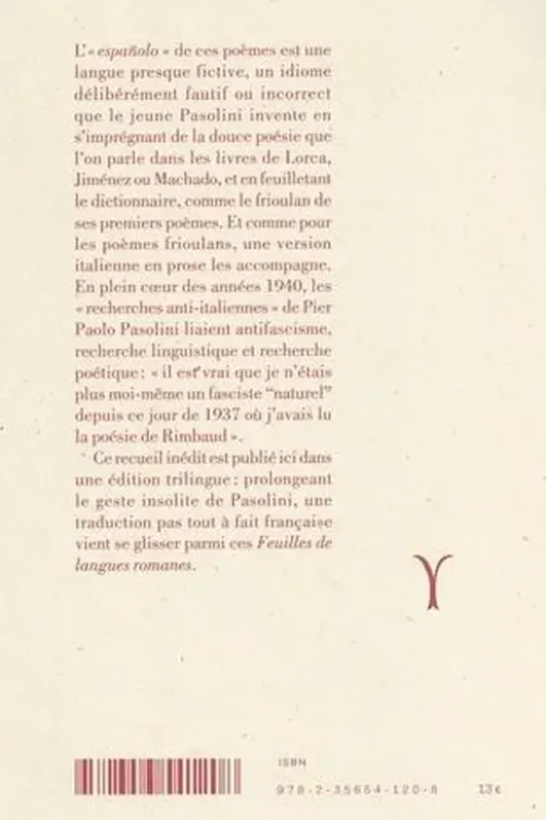Feuilles de langues romanes, Pier Paolo Pasolini