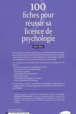 100 fiches pour réussir sa licence de psychologie. Edition 2021-2022, Catherine Pelé-Bonnard