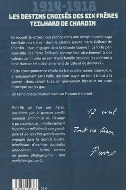 6 frères dans la Grande Guerre. Les lettres des Teilhard de Chardin en 1914-1918, Emmanuel du Passage