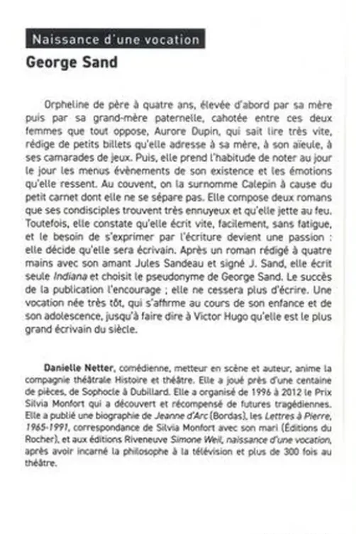 George Sand. Naissance d'une vocation, Danielle Netter