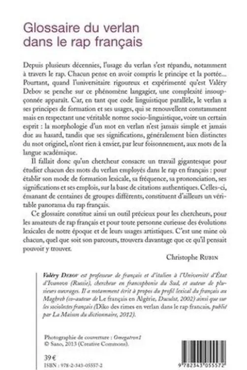 Glossaire du verlan dans le rap français, Valéry Debov