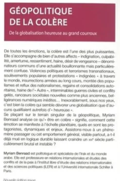 Géopolitique de la colère. De la globalisation heureuse au grand courroux, 2e édition revue et corrigée, Myriam Benraad