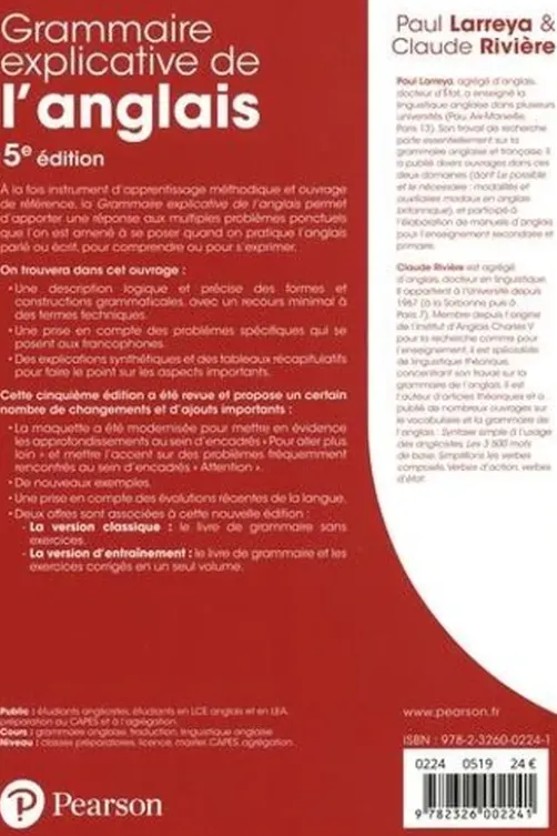 Grammaire explicative de l'anglais. Niveaux C1/C2, 5e édition, Paul Larreya