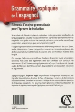 Grammaire expliquée de l'espagnol. Eléments d'analyse grammaticale pour l'épreuve de traduction, Stéphane Pagès
