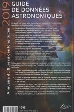 Guide de données astronomiques. Annuaire du Bureau des longitudes, Edition 2019