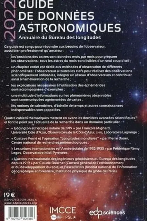 Guide de données astronomiques. Annuaire du Bureau des longitudes, Edition 2022, IMCCE